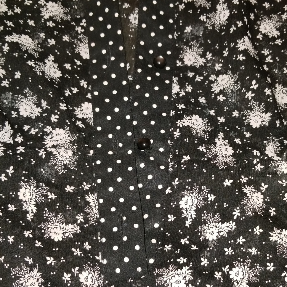 Polka dot and floral contrasting blouse